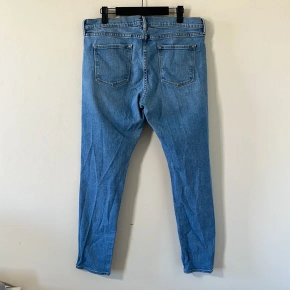 FRAME Le Garçon in Daphne Blue Super Stretch Mid Rise Boyfriend Denim Jeans 32 - Picture 7 of 12